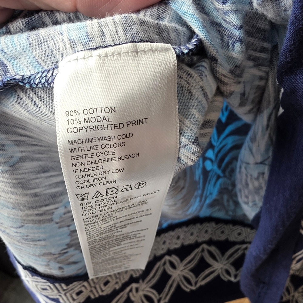 Tommy Bahama XL Blue Tropical Floral Tunic Top 3/4 Sleeve Cotton Modal NWT - Picture 5 of 8